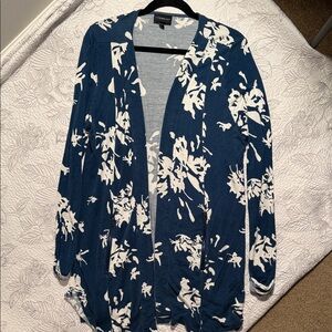 Lane Bryant Blue and White Floral Cardigan
